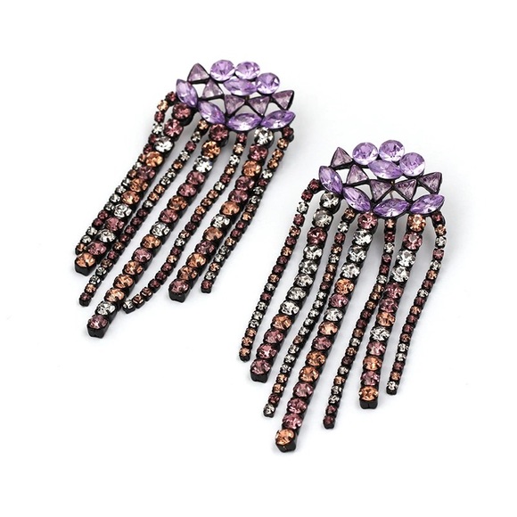 2/$35 🖤 ZARA Pink Rhinestone Waterfall Earrings - Picture 5 of 11